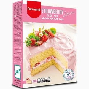 پودر کیک فرمند توت فرنگی500گرم (حاوی بسته تزِئینی)