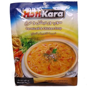سوپ نیمه اماده ورمیشل و مرغ هاتی کارا 70گرم