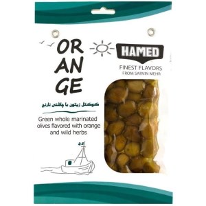 کوکتل زیتون حامد با چاشنی نارنج لیمو چیلی وکیوم 220گرم