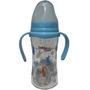 شیرخوری بی بی لند پیرکس دسته دارعریض فندقی 240میل ابی