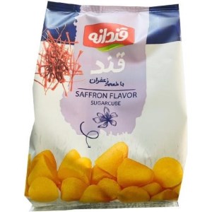 حبه قند طعم دار زعفرانی قندانه شیشه 230 گرمی