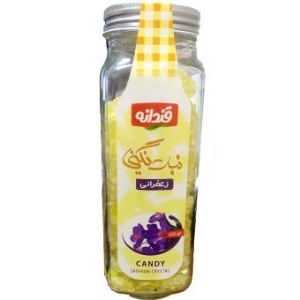 نبات نگینی زعفرانی فندانه شیشه 600 گرمی