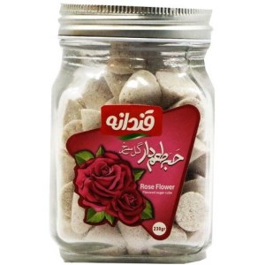 حبه قند طعم دار گل سرخ قندانه شیشه 230 گرمی