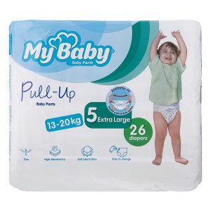 پوشک شورتی سایز 5 مای بیبی خیلی بزرگ 26 تایی (کانال دار)