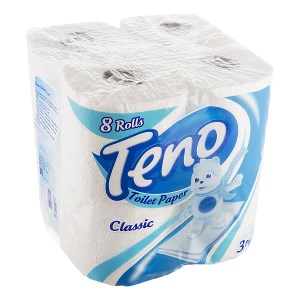 دستمال توالت تنو کلاسیک سه لایه 8 رول
