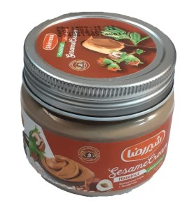 کرم کنجد فندق شیررضا شیشه 200 گرم